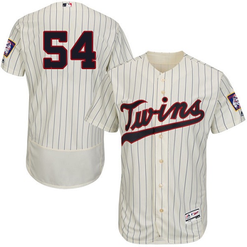 Twins #54 Ervin Santana Cream Strip Flexbase Authentic Collection Stitched MLB Jersey